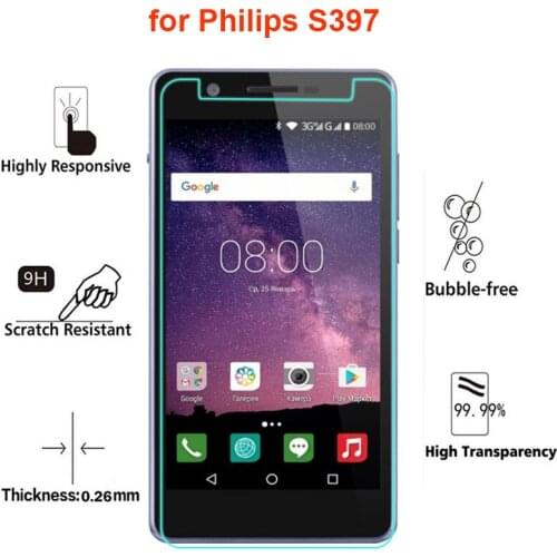 For Philips S397 Tempered Glass Screen Protector Safety Protective Film for Philips S397 Guard Pelicula De Vidro with Clean Tool