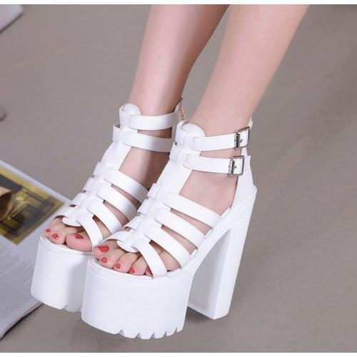 European American sexy womens sandals 15 cm crude with super high heel thick bottom women shoe simple elegant high heel sandals