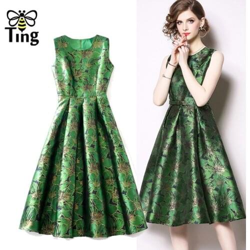 Tingfly 90S Retro Floral Fashion A Line Dress Women New Casual Knee Length Dresses Plus Size 2XL Party Night Elbise Robes Zaful