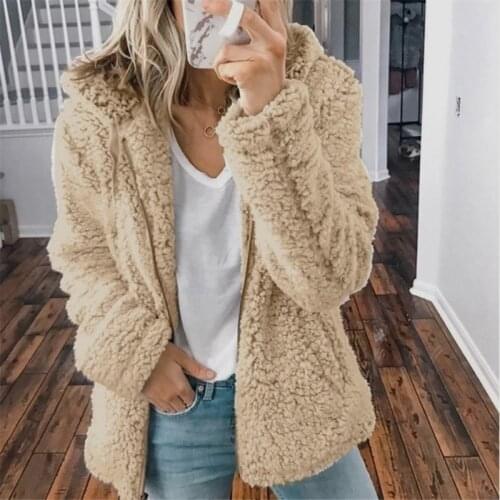 Winter Teddy Coat Women Faux Fur Coat Teddy Bear Jacket Thick Warm Fake Fleece Jacket Fluffy Jackets Plus Size Overcoat