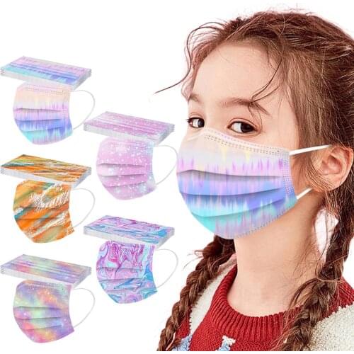 10pcs Rainbow Kids Disposable Earloop Face Mouth Masks Mouth Mask Non-woven 3-layer Mascarilla Mascarilas Halloween Cosplay Mask