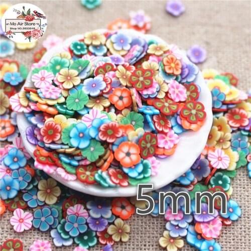 1000pcs 5mm mix color flower slince polymer clay craft nail Art Supply Decoration Charm Craft