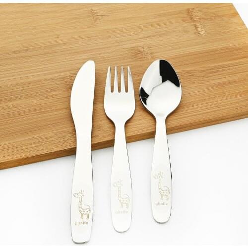 18/10 Dinnerware Baby Teaspoon Spoons Food Fork Set Stainless Steel Kids Learning Silverware Children Tableware Mirror Polishing