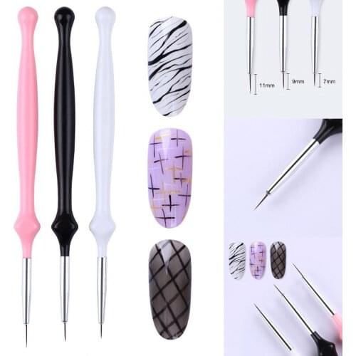 3pcs Gel Polish Nail Brush Set Acrylic Painting Drawing Liner Pen Nail Art Manicure Tools Accessories