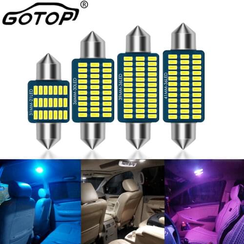 6pcs C5W LED C10W Canbus Festoon 31mm 36mm 39mm 41mm Canbus Interior Reading Light 24SMD 3014 Chips License Plate Lamp DC 12V