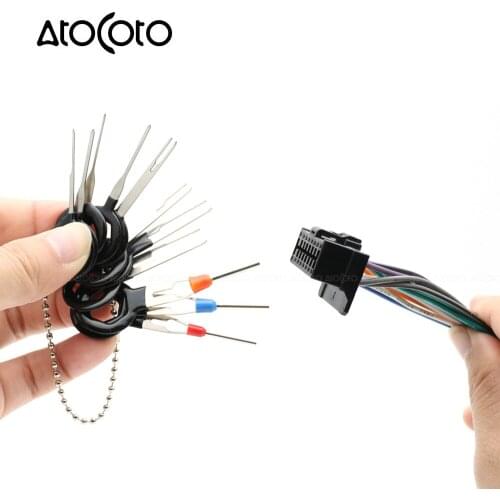 AtoCoto 11pcs 18pcs Car Plug Circuit Board Wire Harness Terminal Removal Tool Connector Extractor Crimp Release Pin