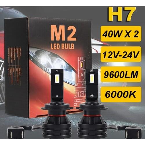 2PCS Car Led Headlight H7 Led Lamp 6000K White 9600LM 12V 24V Auto Mini Headlamp Car Styling Fog Light Bulbs Car Accessories