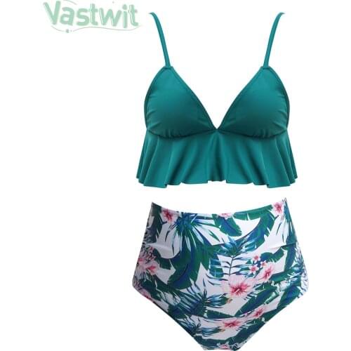 Maternity Bikini Two Piece Ruffle V Neck Swimsuit Pregnancy Bathing Suit Pregnant Women Plus Size Swimwear Tankini Beachwear