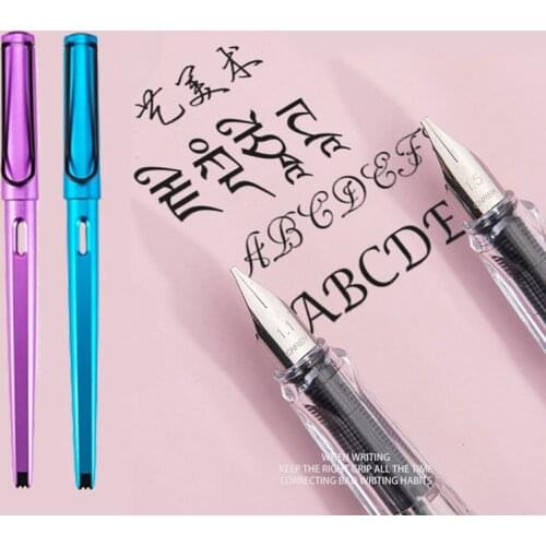 New 2pcs/set Gothic1.1/1.5mm English calligraphy Duckbill parallel Art Tibetan Arabic Fountain Pen Student office ink pens