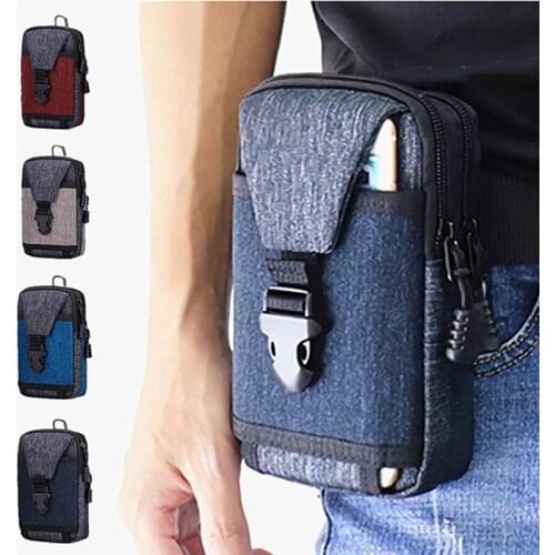 Men Waist Bag Casual Canvas Patchwork Travel Pursue Waterproof Zipper Waist Pack Multifunction Male Phone Card Holder Bum Bag