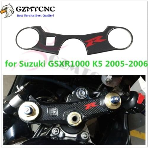 For Suzuki GSX-R1000 GSXR1000 2005 2006 K5 Sticker Lowering Triple Tree Front End Upper Top Clamp Carbon Fiber Decal Motorcycle