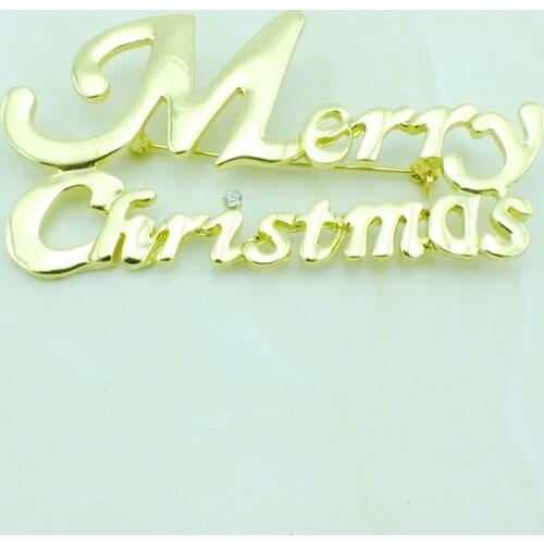 JINGLANG Fashion Brooch Pins 2 Color Metal Letter Merry Christmas Brooch Christmas Decoration Jewelry