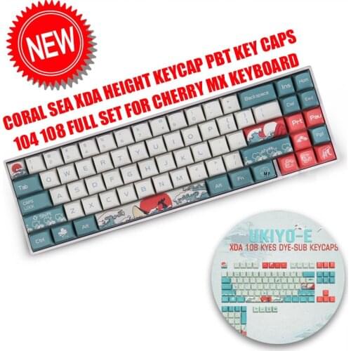 Coral Sea XDA Height Keycap PBT Key Caps 104 108 Full Set For Cherry MX Keyboard