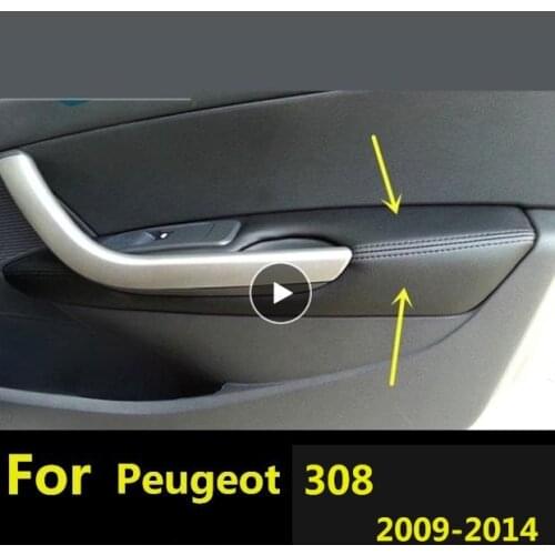 Microfiber Leather Door Panels Armrest Protective Covers for For Peugeot 308 (2009-2014) with Mount Fittings car interior