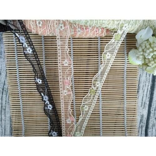 20Yds Embroidery Orange Yellow Green Black Mesh Flowers Lace Fabric Diy Handmade Dress Wedding Accessories Skirt Material