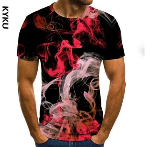 KYKU Smog 3D T shirts Colorful Flame 3d Printing T shirt Men Women Summer Hip Hop Fashion Breathable Funny Fire T Shirt