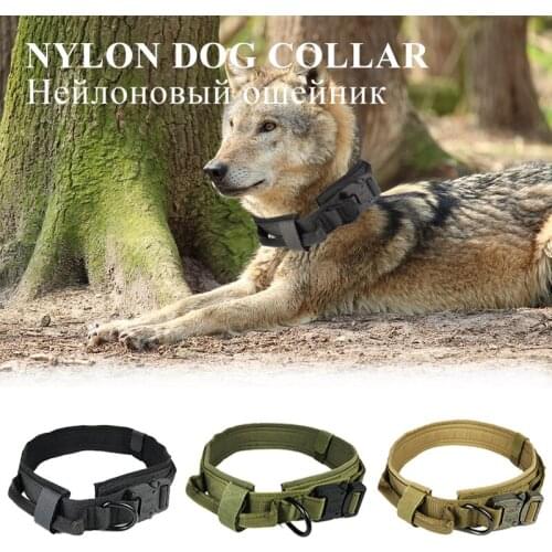 Soft Tactical Dog Collars Nylon Necklace For Large Dog Outdoor Traction Adjustable Military Tactical Dog Collar Dogs Accessories