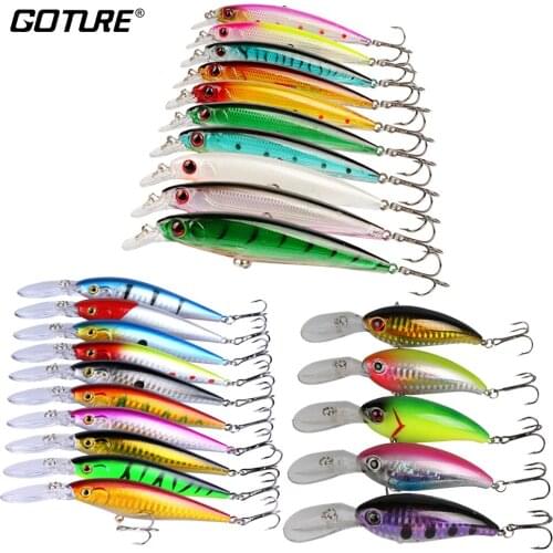 Goture 25pcs Fishing Lure Kit: Minnow 11cm/13.3g, Crankbait 12cm 14.8g, Wobbler 11.5cm 10g, Artificial Hard Bait Fishing Bait