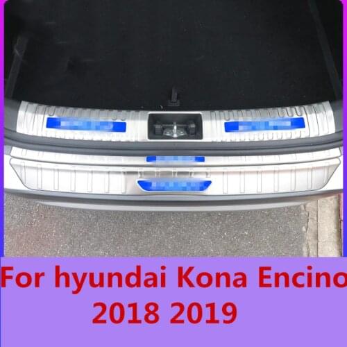 Stainless steel Exterior Rear Trunk Bumper Scuff Plate Door Sill Auto Accessories For Hyundai Kona 2015-2020