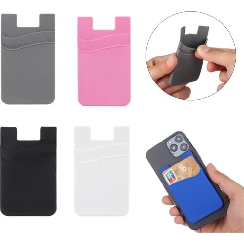 1PC Universal Phone Card Holder Silicone Elastic Mobile Phone Wallet Adhesive Pocket Sticker Stick On Almost All Cellphone