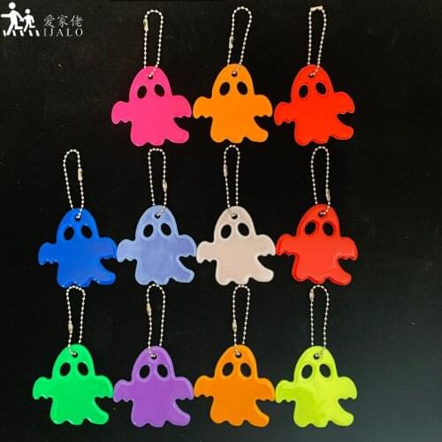 Wholesale 100pcs/lot soft PVC Halloween Reflective keychain bag pendant accessories keyrings for traffic visible safety