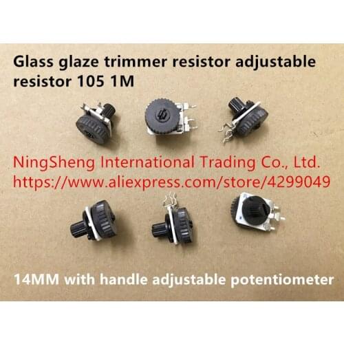 Original new 100% glass glaze trimmer resistor adjustable resistor 105 1M 14MM with handle adjustable potentiometer SWITCH