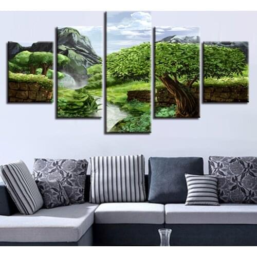 Landscape Sky Cloud Star Mountain River Hot Air Balloon 5 Piece Wall Pictures For Living Room Color Painting Art Home Decor