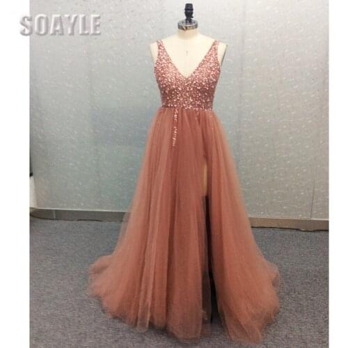 V-Neck Prom Dresses for Teen Girls Plus Size Evening Dress Long 2021 Prom for Girl Women Dress