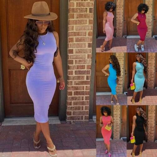 Adogirl Solid Bodycon Midi Dress Women Elegant Summer Evening Party Club Dresses Sleeveless Female Fashion Outfits Plus Size