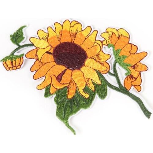 Sunflower iron on patch embroidered clothes patch for clothing garment apparel