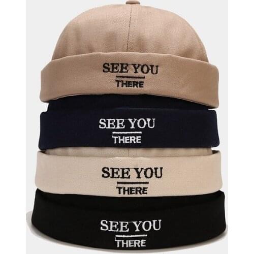 New Loop Beanie SEE YOU Letter Embroidery Brimless Cap Adjustable Street Dance Hip Hop Dome Melon Hat Portable Docker Cap Bonnet