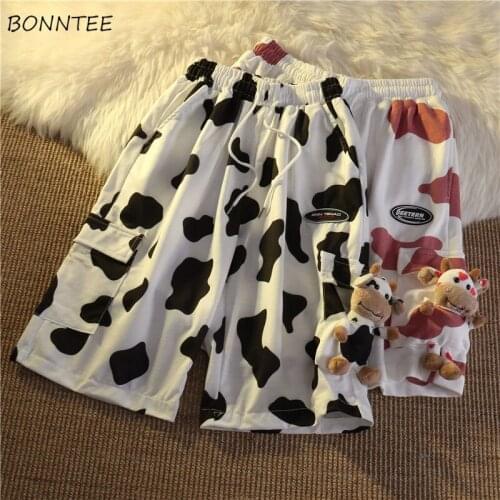 Shorts Women Cow Kawaii Students Sweet Girls Loose Chic Ulzzang High Waist Casual Stylish Lovely Female Comfortable Newest Cute