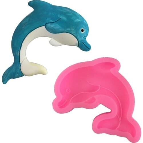Sea dolphin silicone mold chocolate mousse sugar baking mold gypsum DIY drop glue soap mold