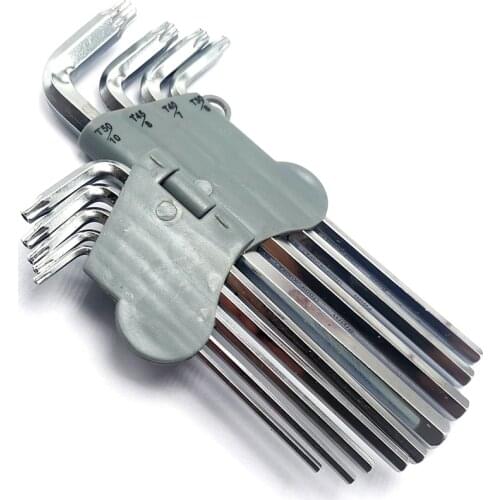 T10-T50 2.5mm-10mm S2 Torx Star Hex Key Wrench Set, 9pcs Kit HRC58-62 ,H022
