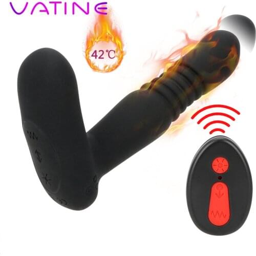 VATINE 6 Speed Telescopic Dildo Heating Rod Prostate Massager Wireless Remote Control Sex Toys for Men Anal Vibrators