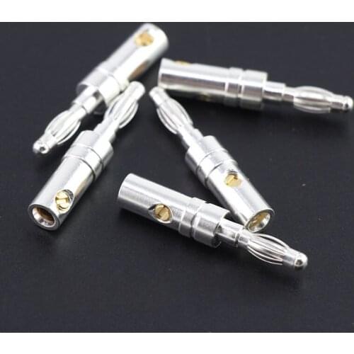 High quality pure copper silver plated banana head speaker cable plug speaker cable connector