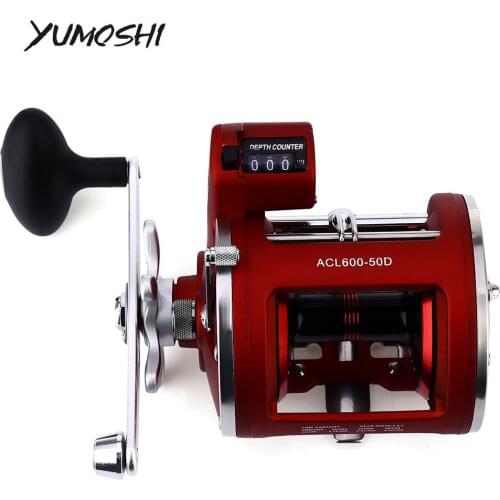YUMOSHI 12 Ball Bearings Fishing Reel Fishing Trolling Reel High Speed Fishing Reel With Electric Depth Counting Multiplier AC