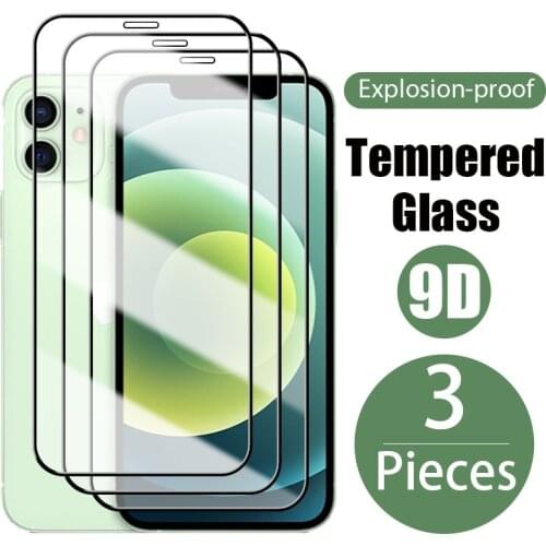 3PCS Full Cover Protective Glass for iPhone 11 12 Pro Max Mini Screen Protector Film for iPhone 7 8 Plus XR XS X 6 6S SE2 Glass