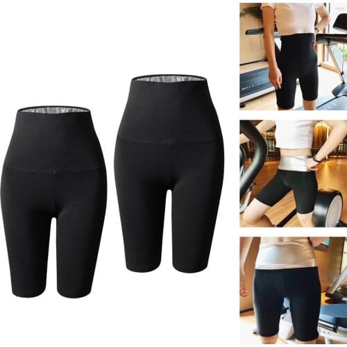 2x Women High Waist Sauna Pants Waist Trimmer Shorts Leggings Yoga Workout