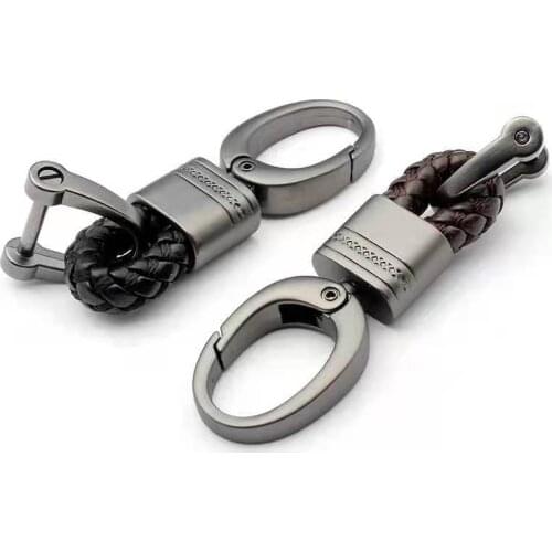 For Women Men Leather Hand Woven Rope Keychain Metal Carabiner Horseshoe Buckle Carabiner Car Key Chain Key Holder Jewelry Gift