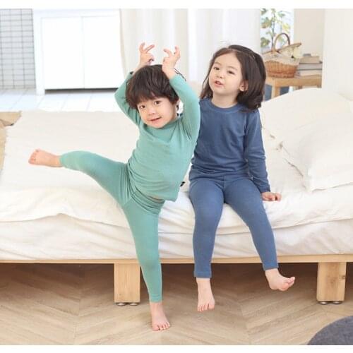 2021 Autumn Baby Boys Girls Clothes Cotton Plain Sleepwear Children Clothing Set Casual Long Sleeve Toddler pajamas Nightwear