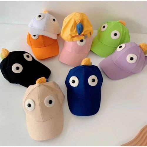 2021 Korean style Letter embroidery standard autumn boys and girls Color dinosaur cotton baseball cap 52-54cm Personalized cap