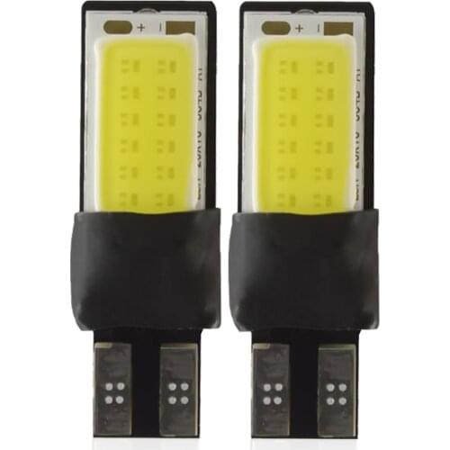 2x T10 W5W Car LED COB Signal Bulb Interior Light 12V Auto Turn Wedge Side Reading License Plate Parking Trunk Luggage Lamp
