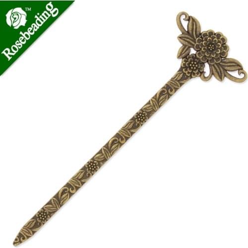 42x132mm Antique Bronze metal bookmark,Flowers,10pcs/lot-C3911