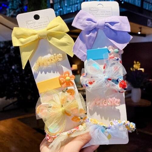 5 Pcs/Set Children Cute Cartoon Flower Bow Ornament Hair Clips Girls Acrylic Fruit Barrettes Hairpins Kids Hair Accessories