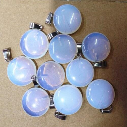 50Pcs 20x6mm Wholesale White Opal Round Pendant Bead DIY Earrings Handmade Jewelry Accessories S637