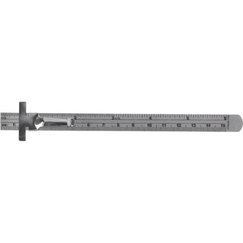 6\" Stainless Steel Pocket Rule Handy Ruler with inch 1/32” mm/metric Graduations L4MB