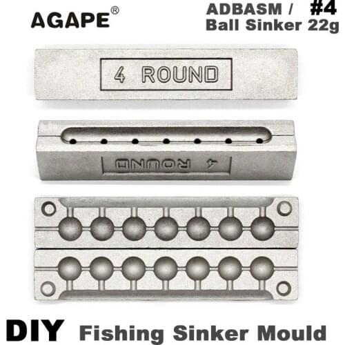 Agape DIY Fishing Ball Sinker Mould ADBASM/#4 Ball Sinker 22g 7 Cavities