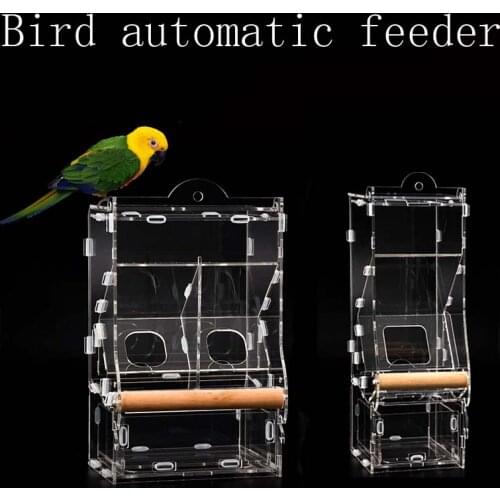 Pet Bird Automatic Feeding Transparent Bird Feeder Acrylic New Anti-sprinkle Hangable Parrot Feeder Bird Food Containers