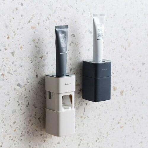 Automatic Toothpaste Dispenser Dust-Proof Toothbrush Holder Wheat Straw Wall Mounted Home Squeezer Bathroom accessories